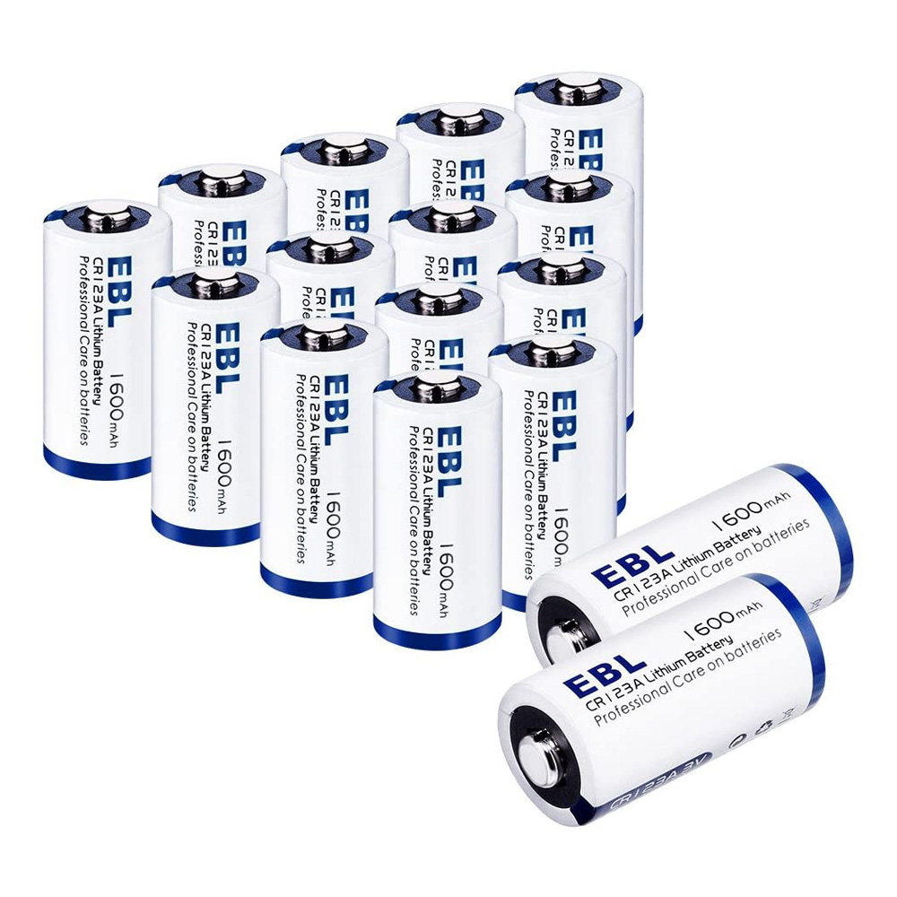 EBL CR123A Battery 3V 1600mAh Lithium 16-Pcs