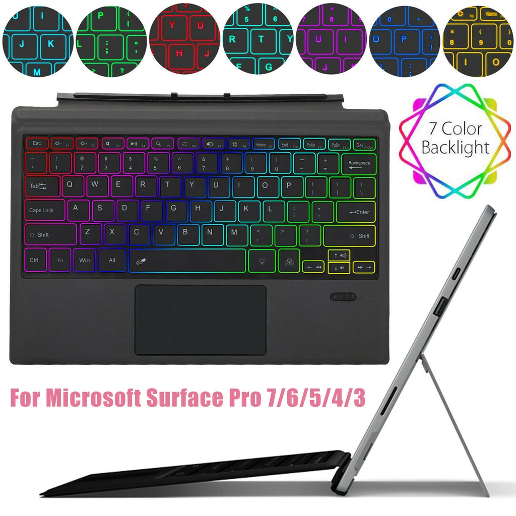 Wireless Keyboard Backlit Type Cover Trackpad for Microsoft Surface Pro 7/6/5/4