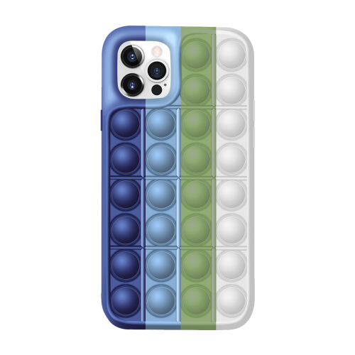 iPhone 11 Pro Colorful Bubble Soft Rainbow Silicon Pop It Phone Case (SWQ) Dark Blue, green, white