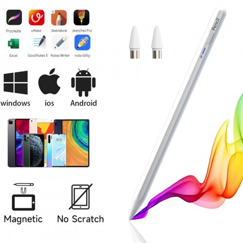 [L0680530004] BP16 Universal Stylus Pen – 165mm Touch Switch, Type-C Charging, Replaceable Tip, Power Indicator – White – Compatible with iPad, Android Tablets/Phones, and Capacitive Touch Devices